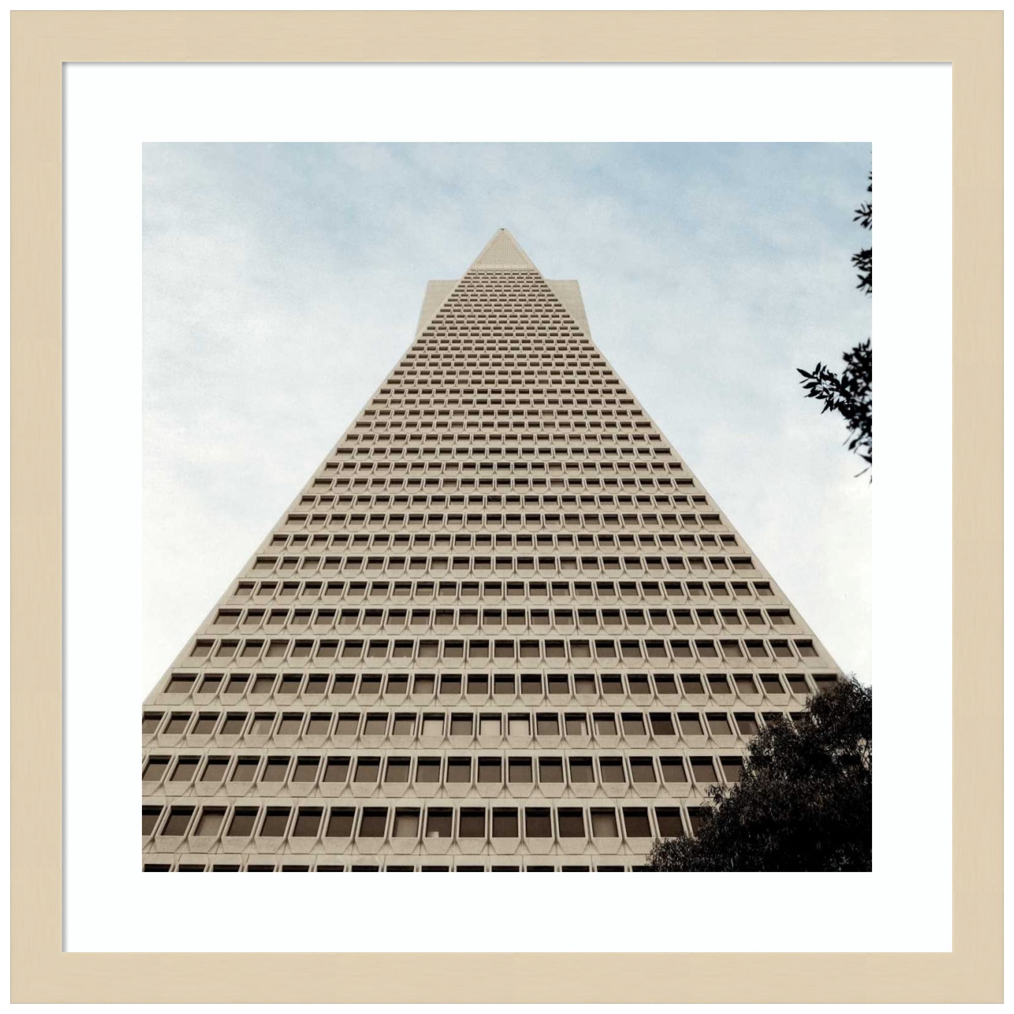 Alan Blaustein Trans America 2 Wood Framed Wall Art Print - 17x17 Inches, Svelte Natural Frame - Modern Home & Office Decor for Living Room, Bedroom, or Workspace