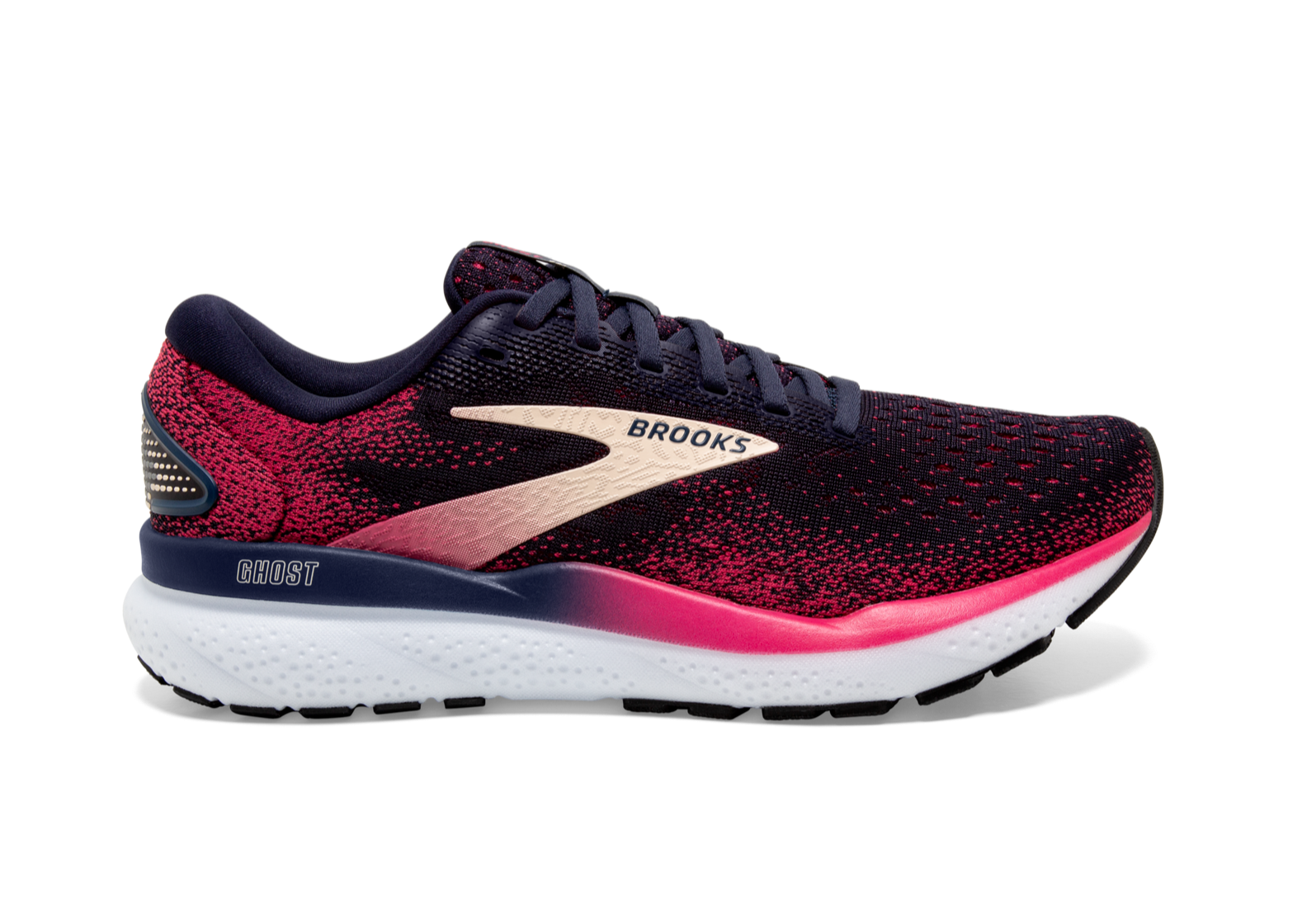 Brooks Ghost 16 Women's Running Shoes (2E Wide Width) - Peacoat/Raspberry/Apricot | Cushioned Road Running & Training Shoes for Women