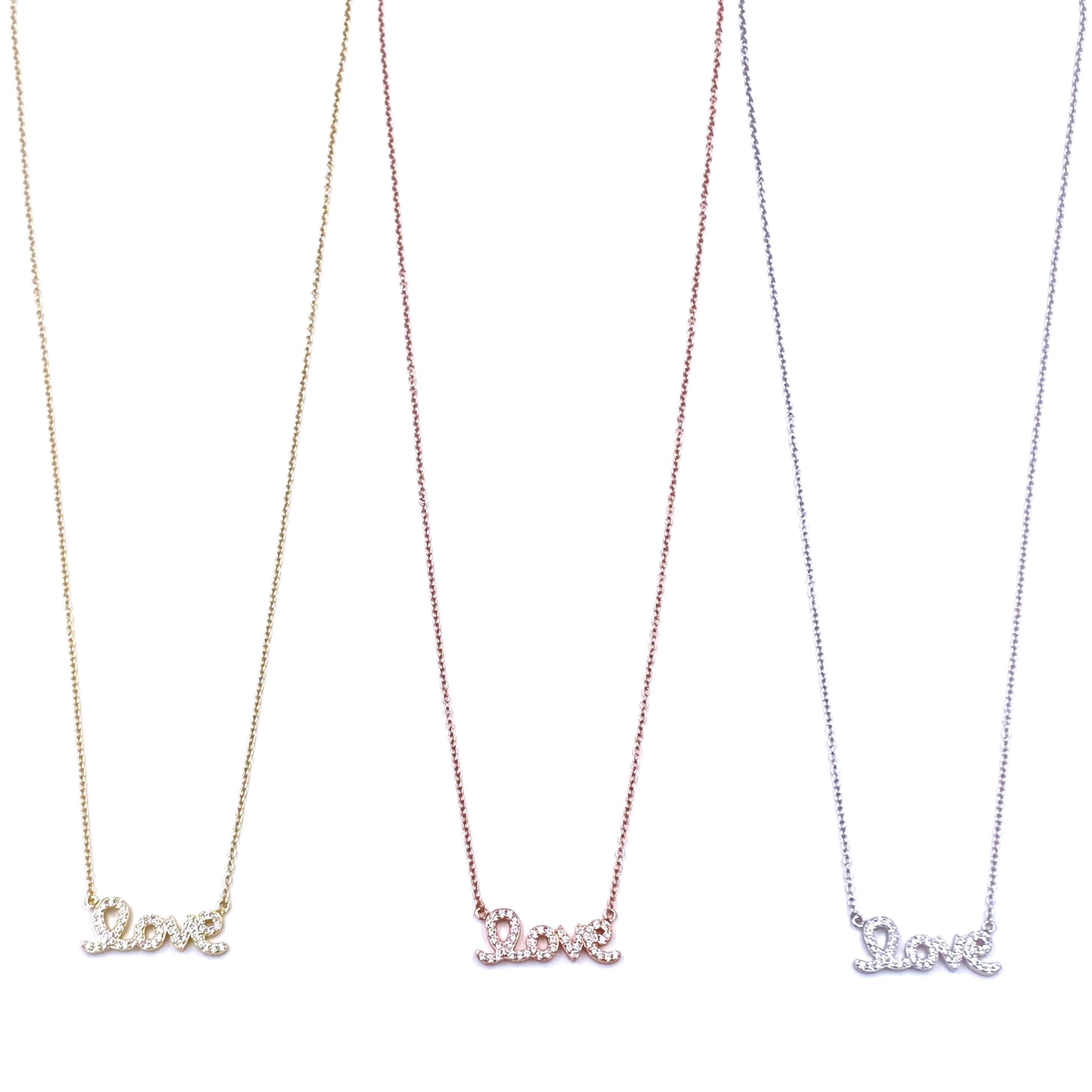Ashley Gold Love Script CZ Necklace - Elegant Cubic Zirconia Pendant for Women | Perfect for Valentine's Day, Anniversary & Romantic Gifts