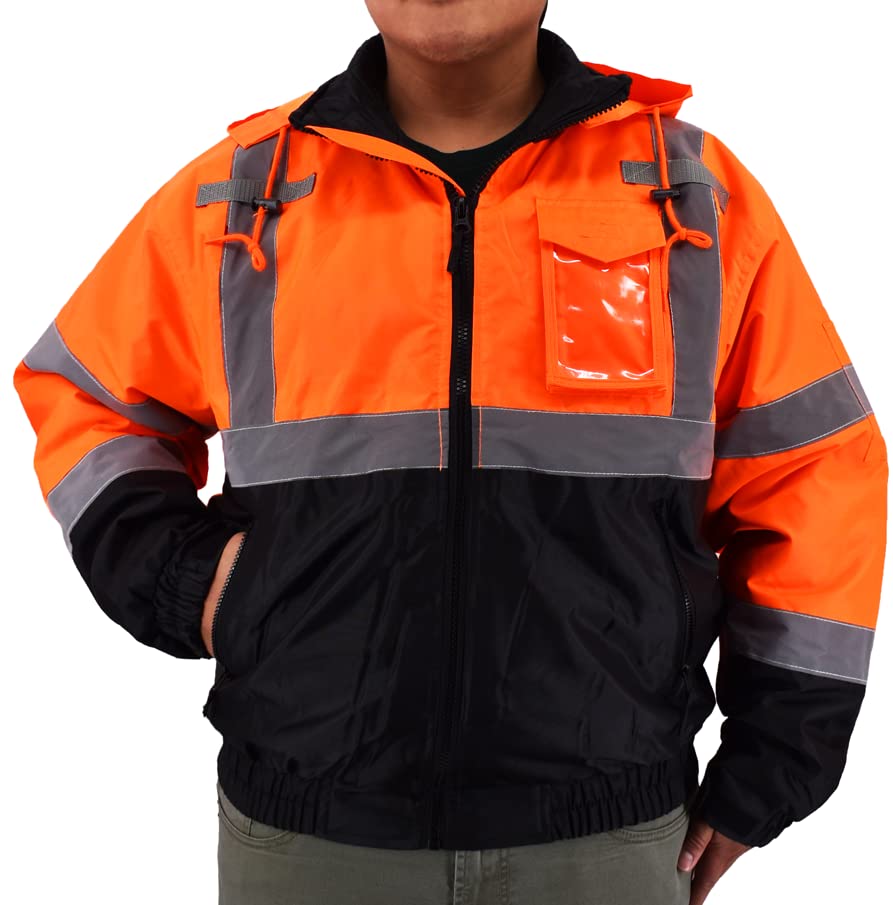Safety Depot 230C-3 High Visibility Warm Safety Orange Jacket - Reflective Workwear for Construction, Road Crew & Outdoor Winter Safety