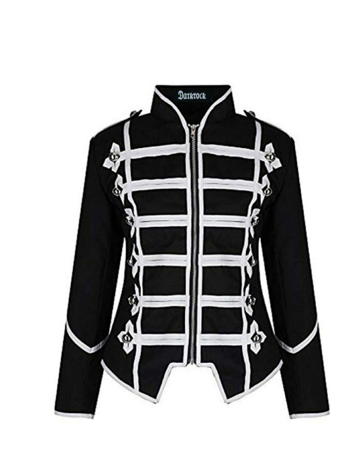 Premium Handmade Women's Steampunk Military Jacket - Gothic Punk Rock Emo Fashion Coat for Drummers & Performers | USA Made | Perfect for Concerts, Cosplay & Alternative Fashion