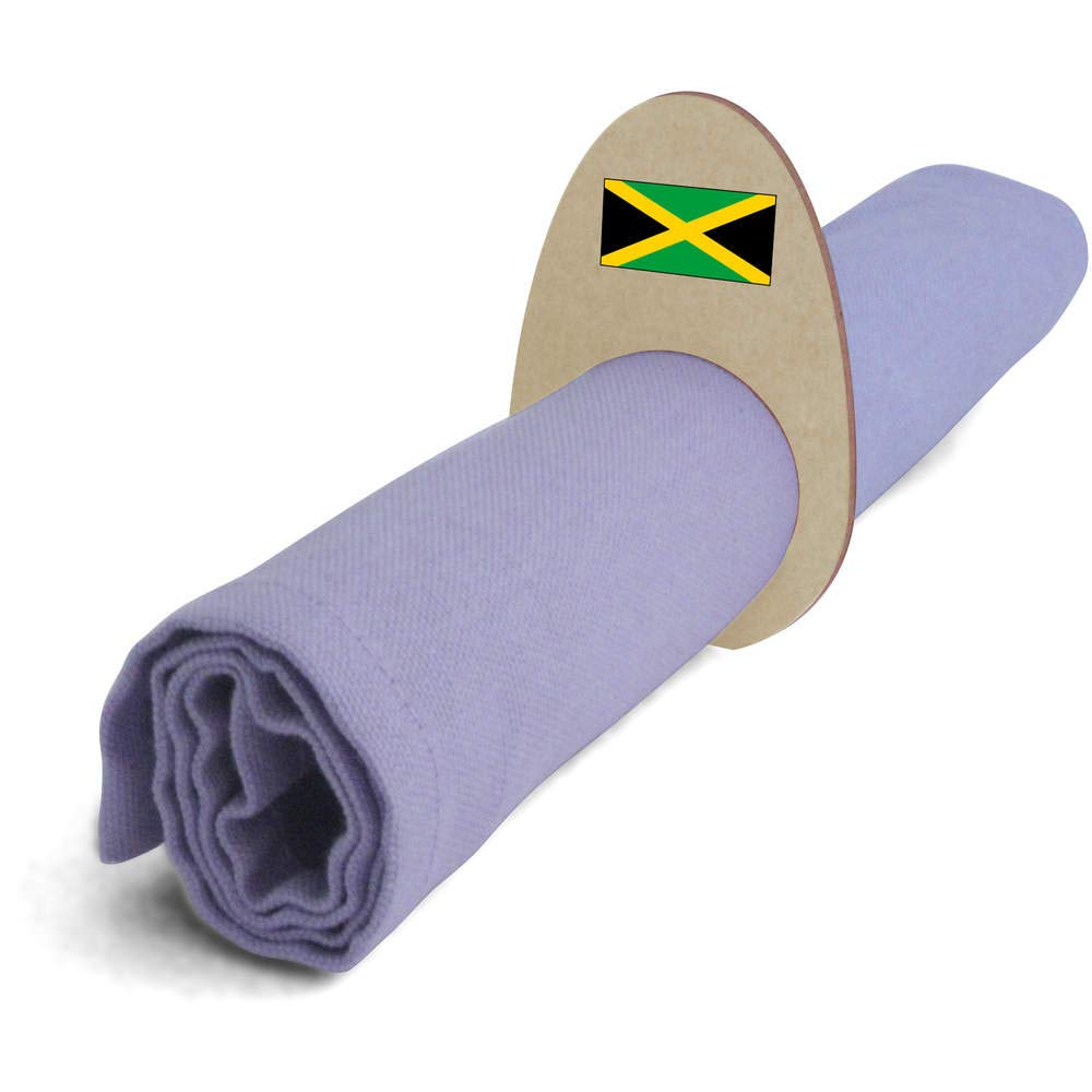 5 Pack Jamaican Flag Wooden Napkin Rings - Handcrafted Napkin Holders for Dinner Parties, Weddings & Caribbean Themed Events (NR00037749)