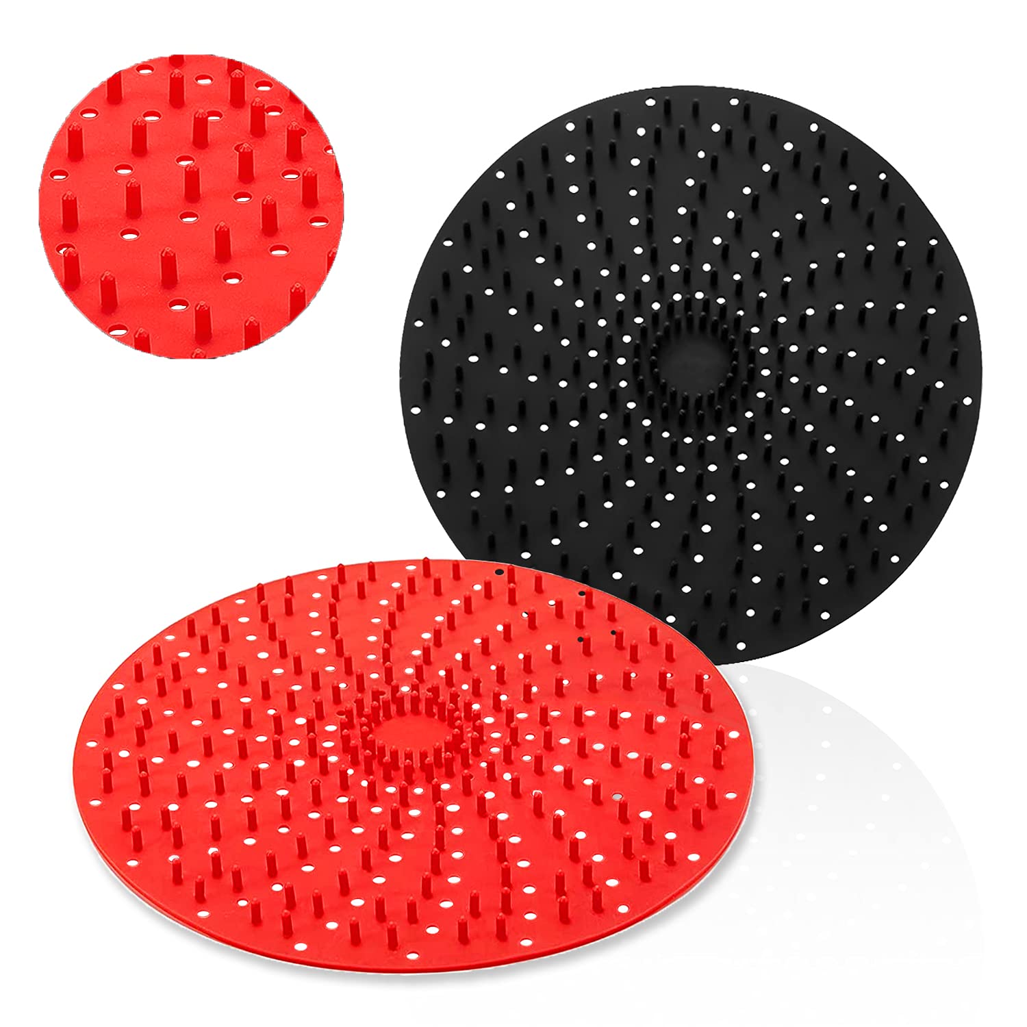 Upgrade Reusable Silicone Air Fryer Liners with Raised Edges | BPA-Free Non-Stick Air Fryer Mats | 2 Sizes (8