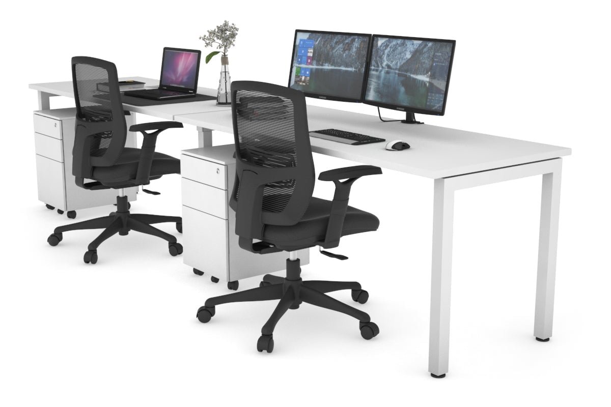 Quadro Square Legs 2 Person Office Workstation Desk - 1200L x 700W Dimensions - Perfect for Shared Workspaces, Home Offices & Collaborative Environments