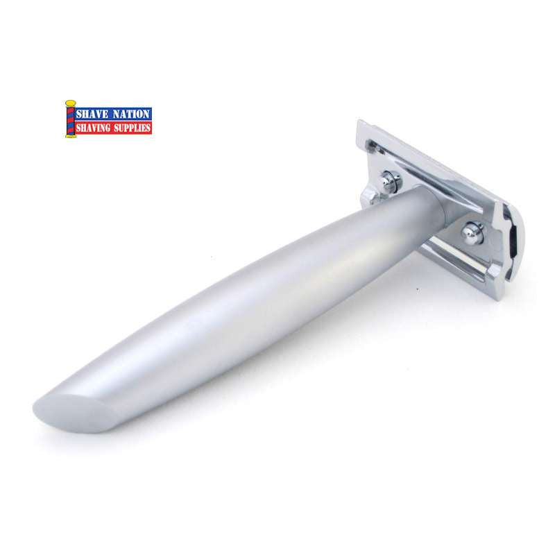 Merkur 44 Classic Safety Razor - Matte Chrome Finish, Flat Bar Design, Cigar Handle for Men | Premium Shaving Razor for Smooth, Close Shave | Perfect for Wet Shaving & Barber Shop Use