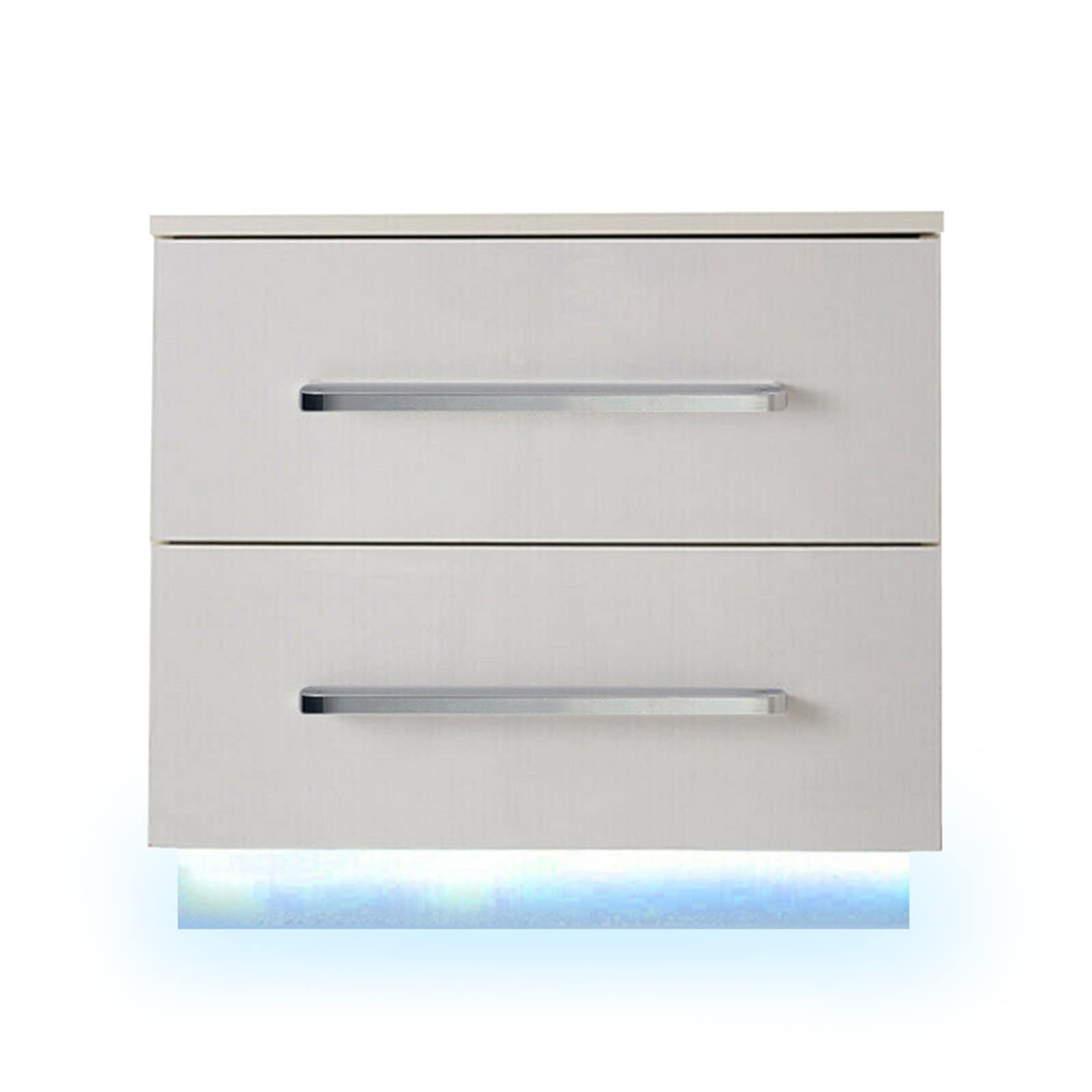 Modern High Gloss LED Nightstand with 2 Drawers - White Bedside Table with Touch Control Lighting for Bedroom, Living Room & Office - Perfect for Reading, Charging & Storage