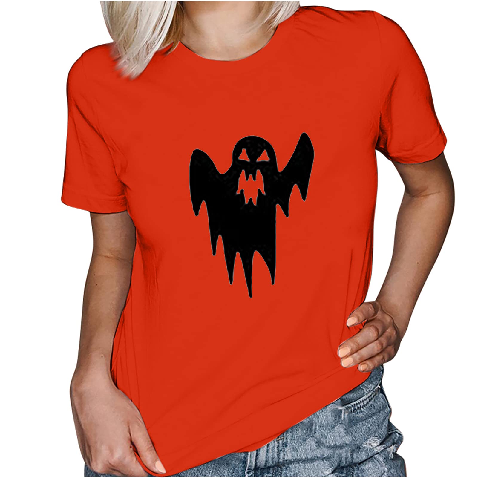 Women's Halloween T-Shirts - Casual Basic Short Sleeve Tunic Tops for Halloween Costumes & Fall Festivals | Perfect for Halloween Parties, Trick or Treating & Autumn Events