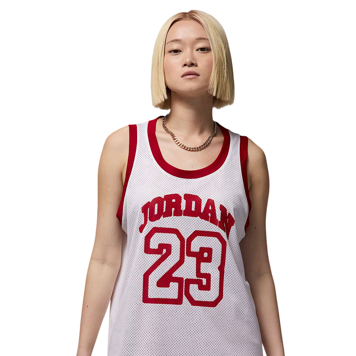 White Varsity Red Jersey Tank Top - Breathable Athletic Sleeveless Shirt for Women | Perfect for Gym, Running & Summer Workouts