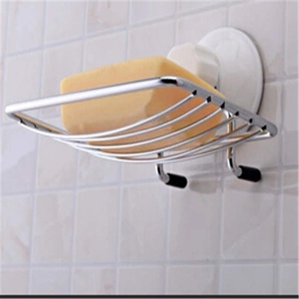 Stainless Steel Soap Dish with Strong Suction - Bathroom & Kitchen Drain Holder for Shower
