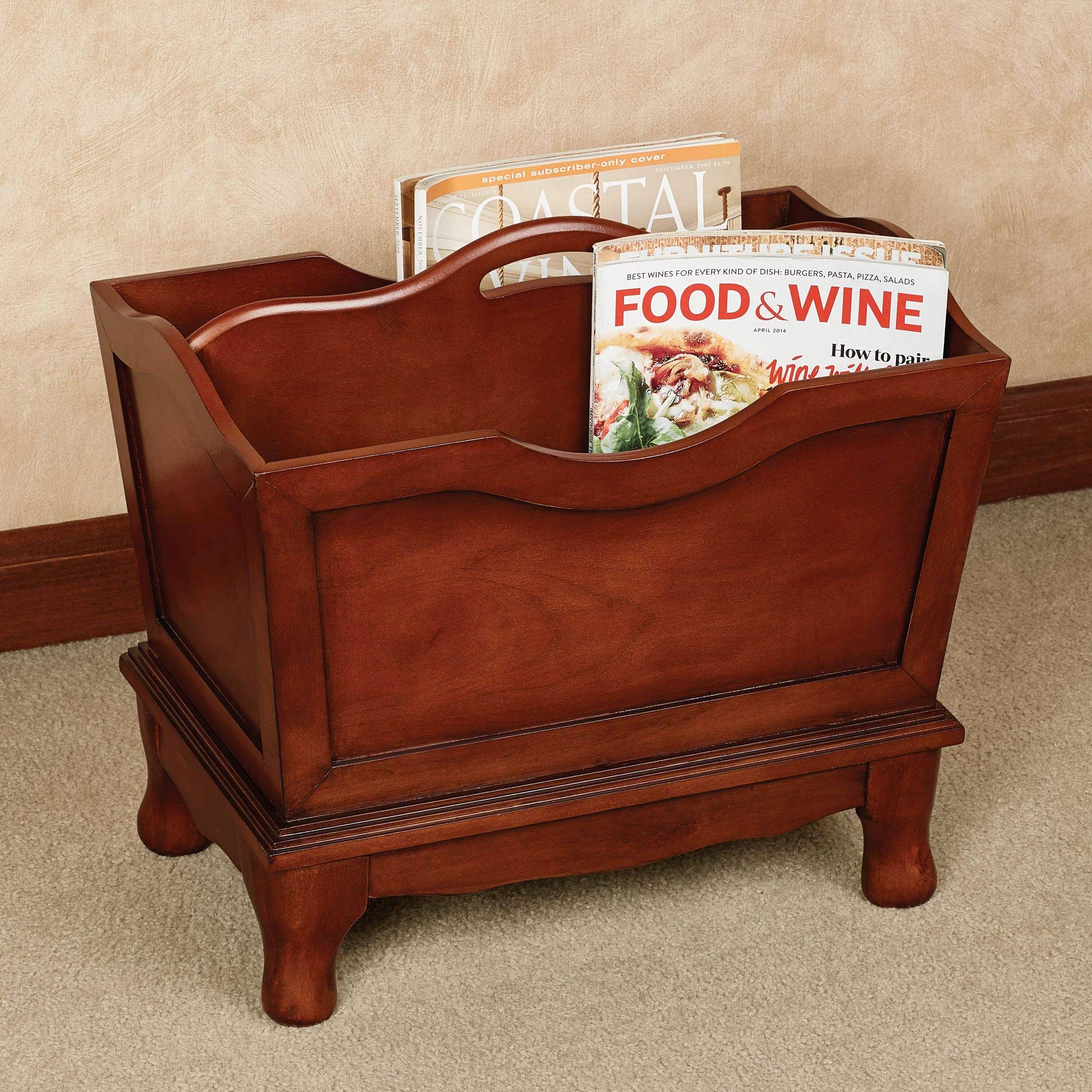 Handcrafted Lyndhurst Wooden Magazine Rack - Classic Cherry Finish - Elegant Storage Organizer for Books & Periodicals - 17 Inch Height - Perfect for Living Room, Bedroom or Office Decor