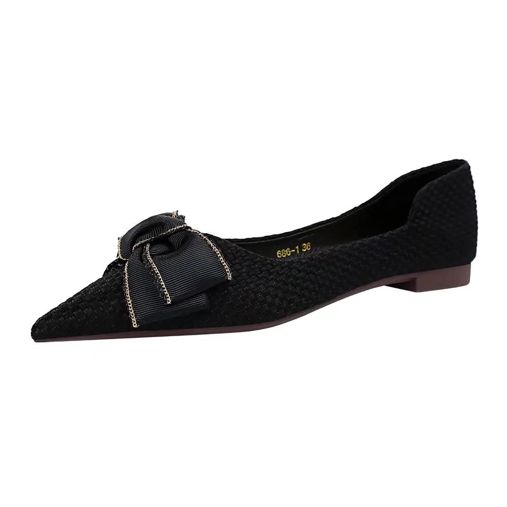 Elegant Women's Pointed Toe Bow Flats - Soft Ballet Shoes for Work, Office & Casual Wear | Comfortable Classic Low Heel Shoes for Daily Use, Business & Special Occasions