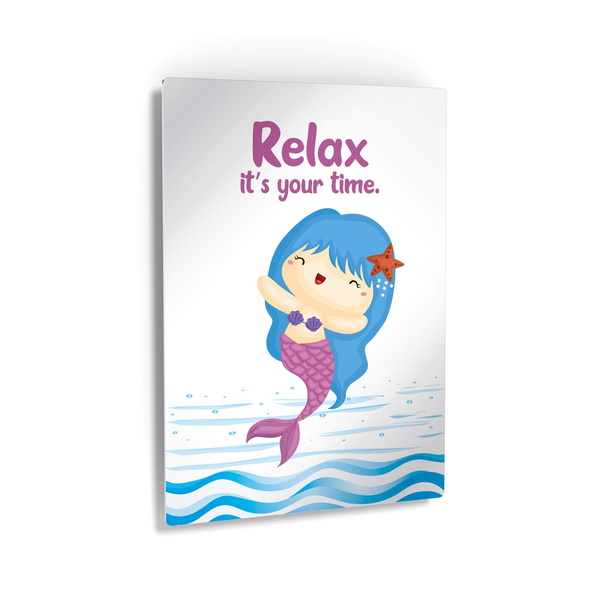 Relax It's Your Time - Funny Bathroom Wall Decor Metal Print with Inspirational Quote | Mermaid Nursery & Kids Bathroom Sign | Ready to Hang 40x30 | Made in USA | Perfect for Home, Office & Spa Decor