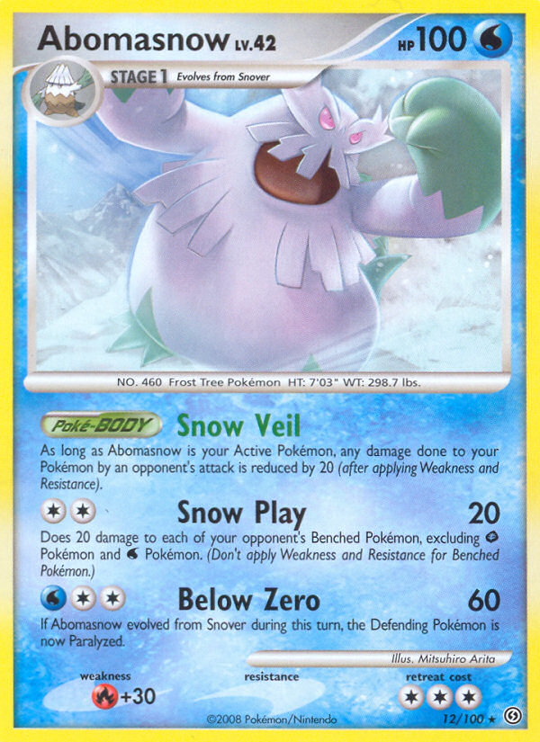 Abomasnow Pokemon Card (12/100) - Diamond & Pearl Stormfront Set - Rare Collectible Trading Card for Battles & Collections
