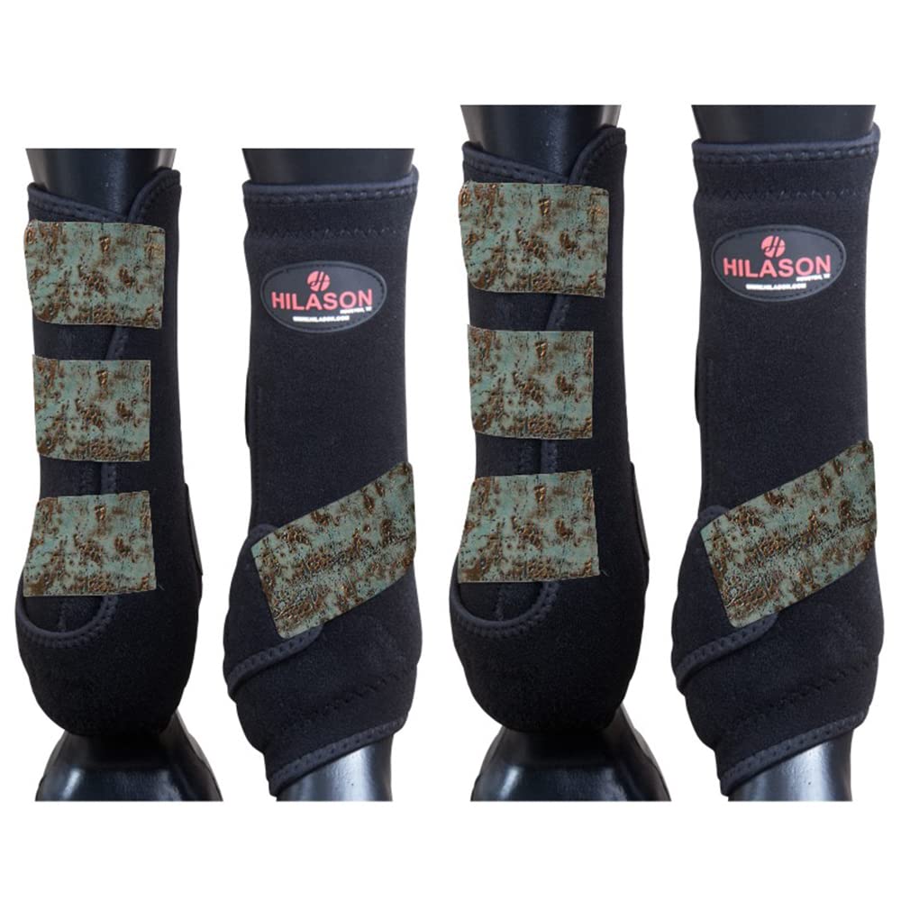 HILASON 4-Pack Large Horse Medicine Sports Boots for Front & Hind Legs - Protective Support for Jumping, Training & Riding