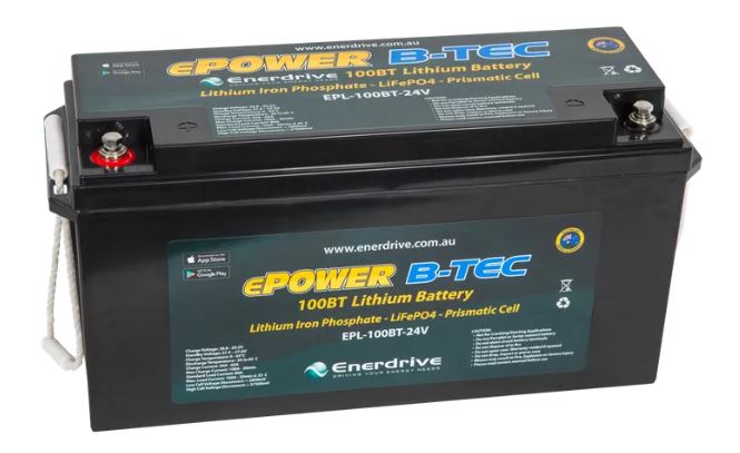 Enerdrive B-TEC 100Ah 24V LiFePO4 Deep Cycle Battery - Solar Power, RV, Marine & Off-Grid Energy Storage