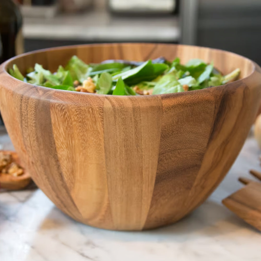 Fox Run 12 Extra Large Acacia Wood Mixing Bowl - Perfect for Baking, Cooking, Meal Prep & Serving Dishes