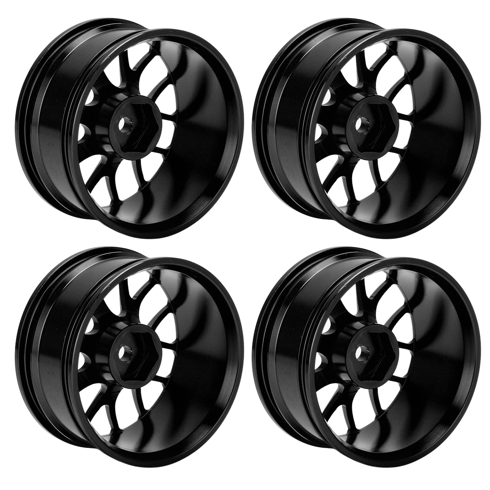 Shanrya Aluminum Alloy RC Car Wheel Rims - Durable 1/10 Scale Compression Resistant Wheel Hubs for TT-01 Model - Black - Perfect for Off-Road Racing and RC Car Upgrades