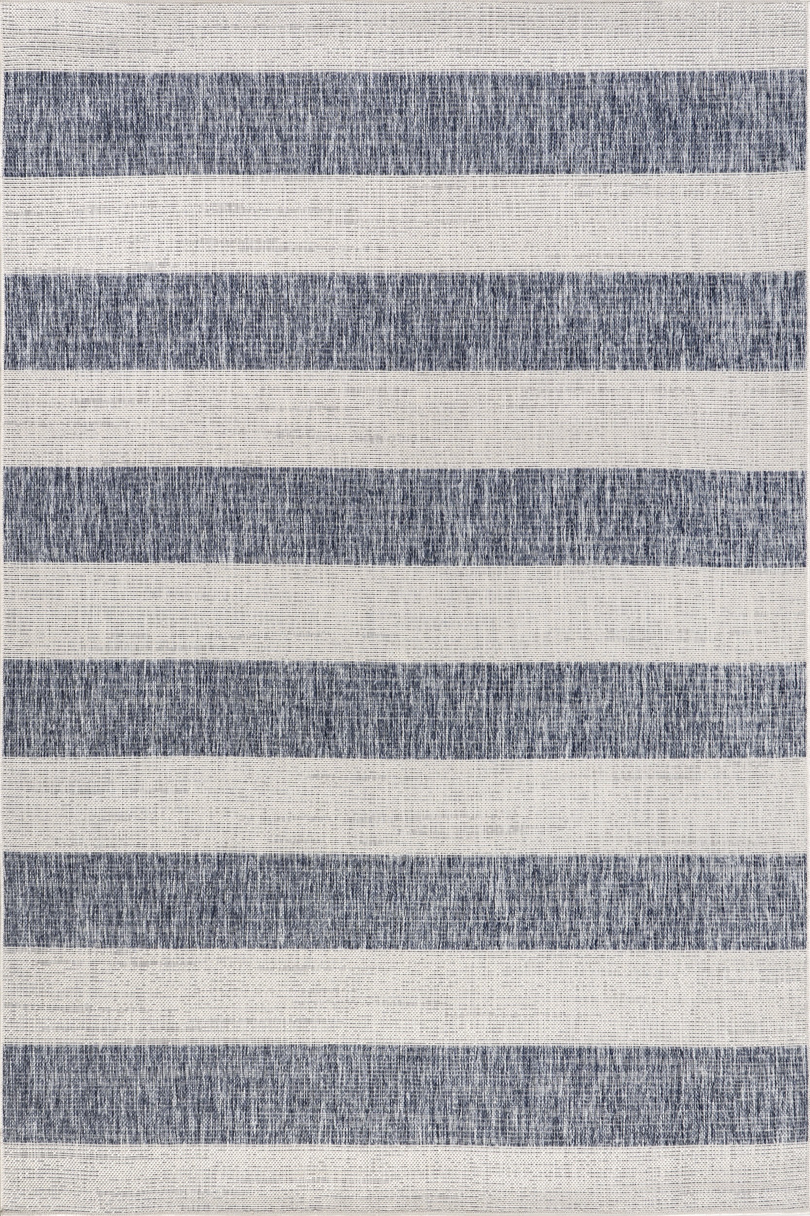 Ariah Blue Wide Stripes Indoor Outdoor Area Rug - Soft Non-Slip Floor Mat for Living Room, Bedroom, Patio & Deck Decor