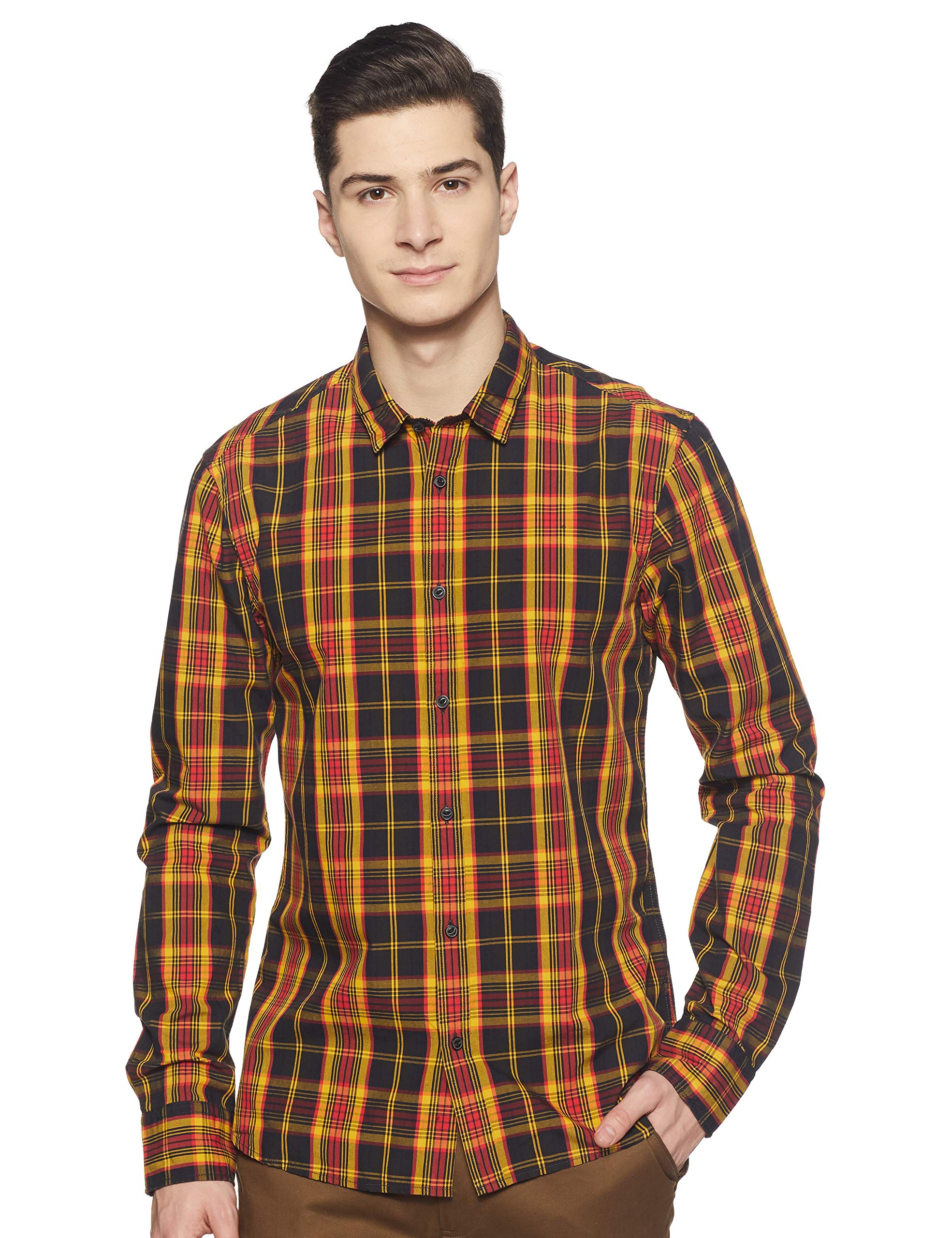 Scotch & Soda Men's Slim Fit Mini-Check Button Down Shirt - Casual & Business Wear for Office, Date Night & Weekend Outings