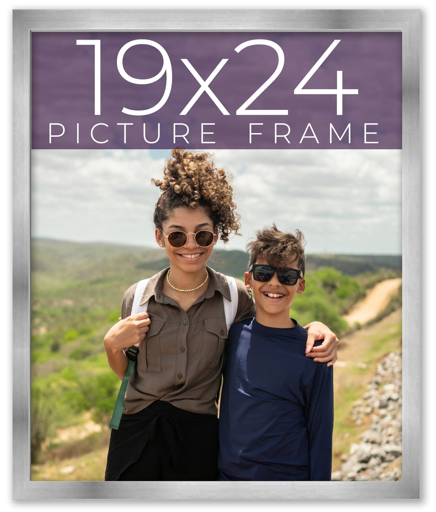 19x24 Inch Silver Real Wood Picture Frame - 0.75