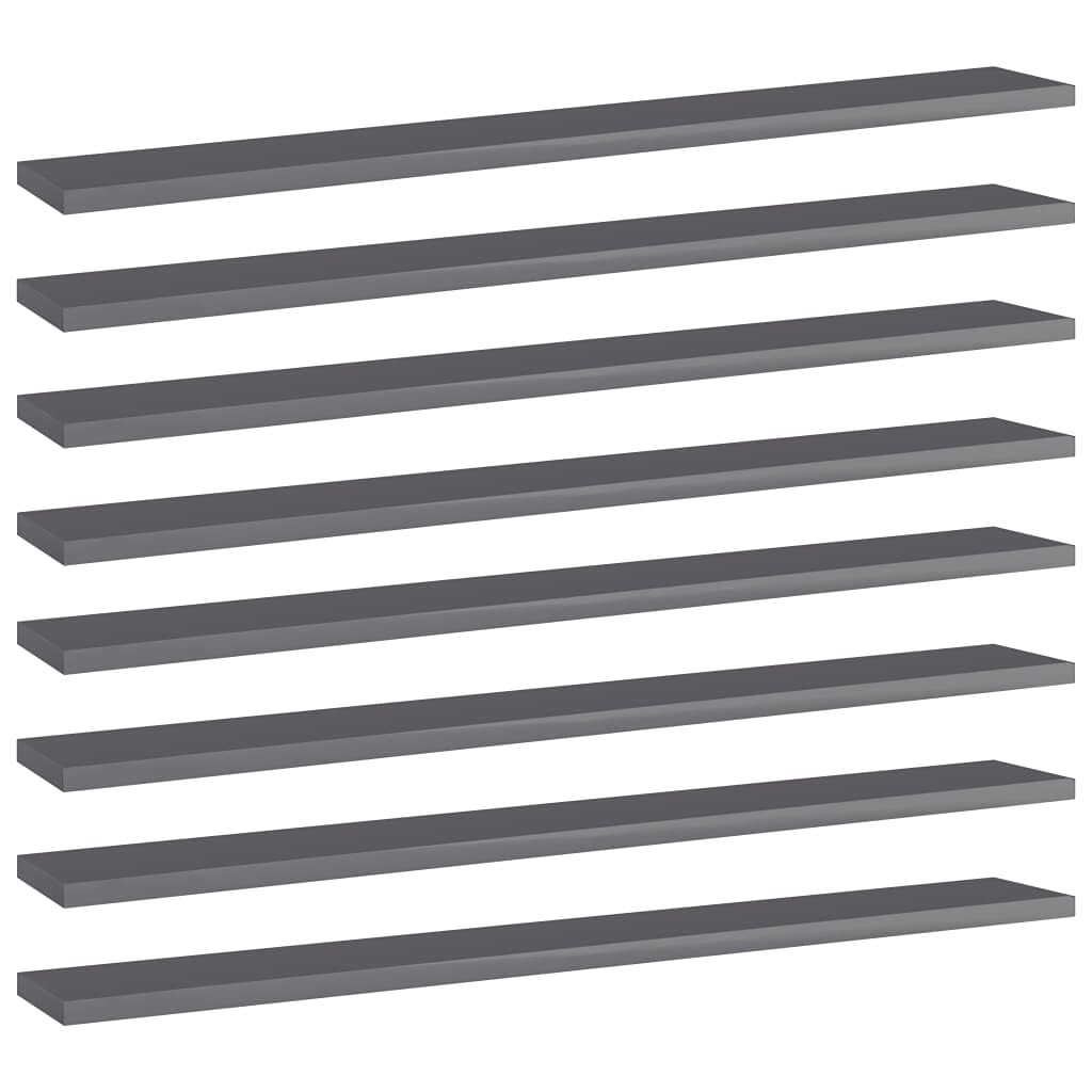 8-Pack High Gloss Gray Bookshelf Replacement Panels - Floating Shelves for Book Storage & Display - Durable Bookcase Organizer for Home, Office & Retail (Accessories Not Included) - Perfect for Living Rooms, Bedrooms & Store Displays