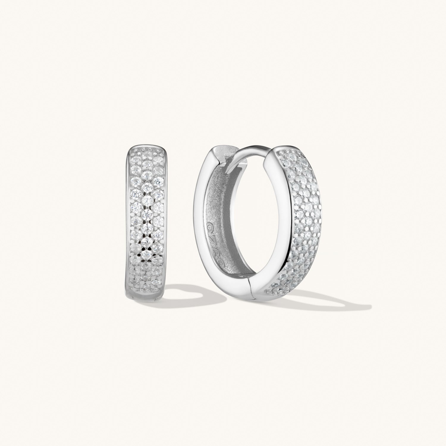 Small Bold Pave Hoops in Silver - Elegant Sterling Silver Cubic Zirconia Hoop Earrings for Women | Perfect for Parties, Weddings & Everyday Wear