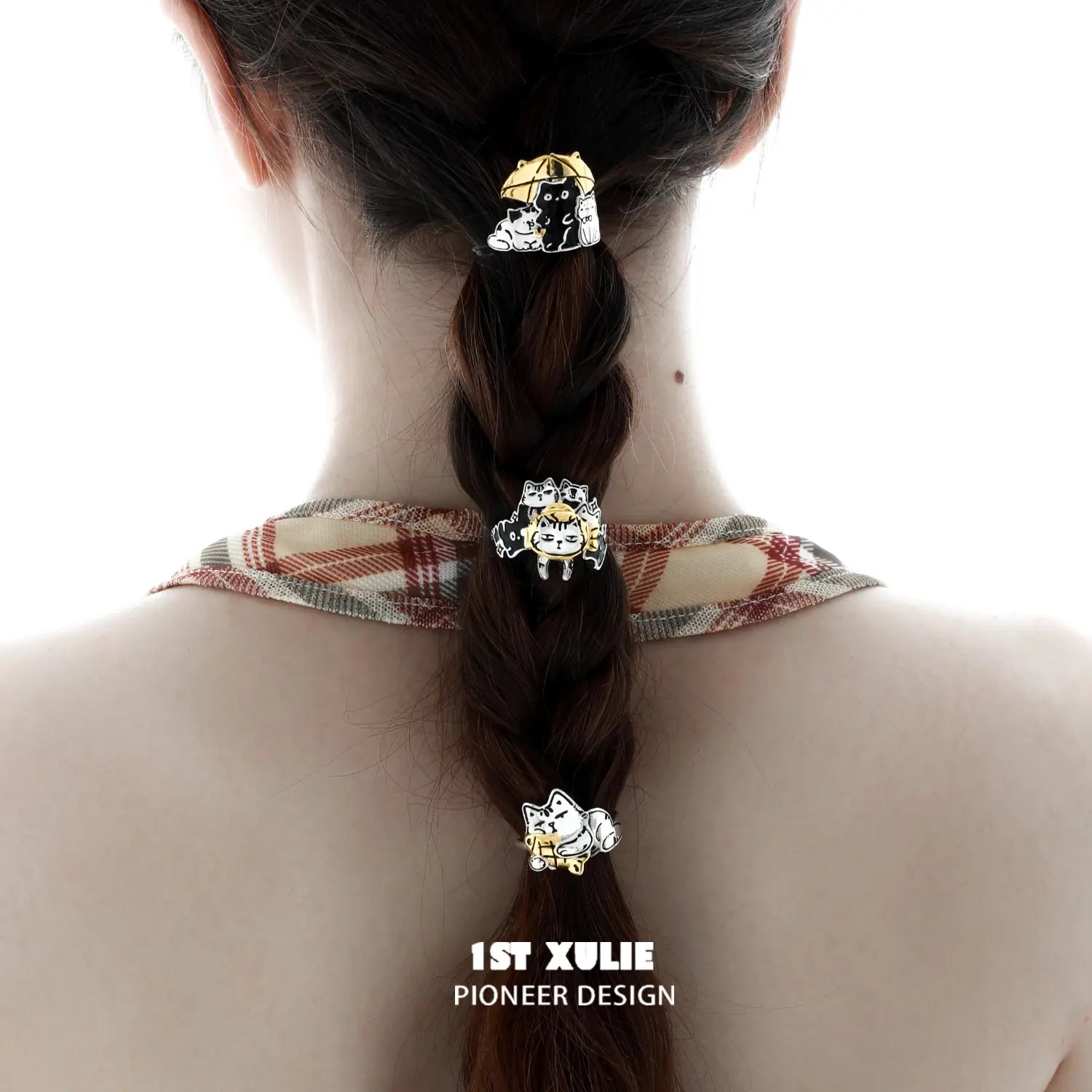 18K Gold Plated Graffiti Kitten Hair Clips - Cute Lazy Cat Design Hair Accessories for Women & Girls (Perfect for School, Parties & Everyday Style)