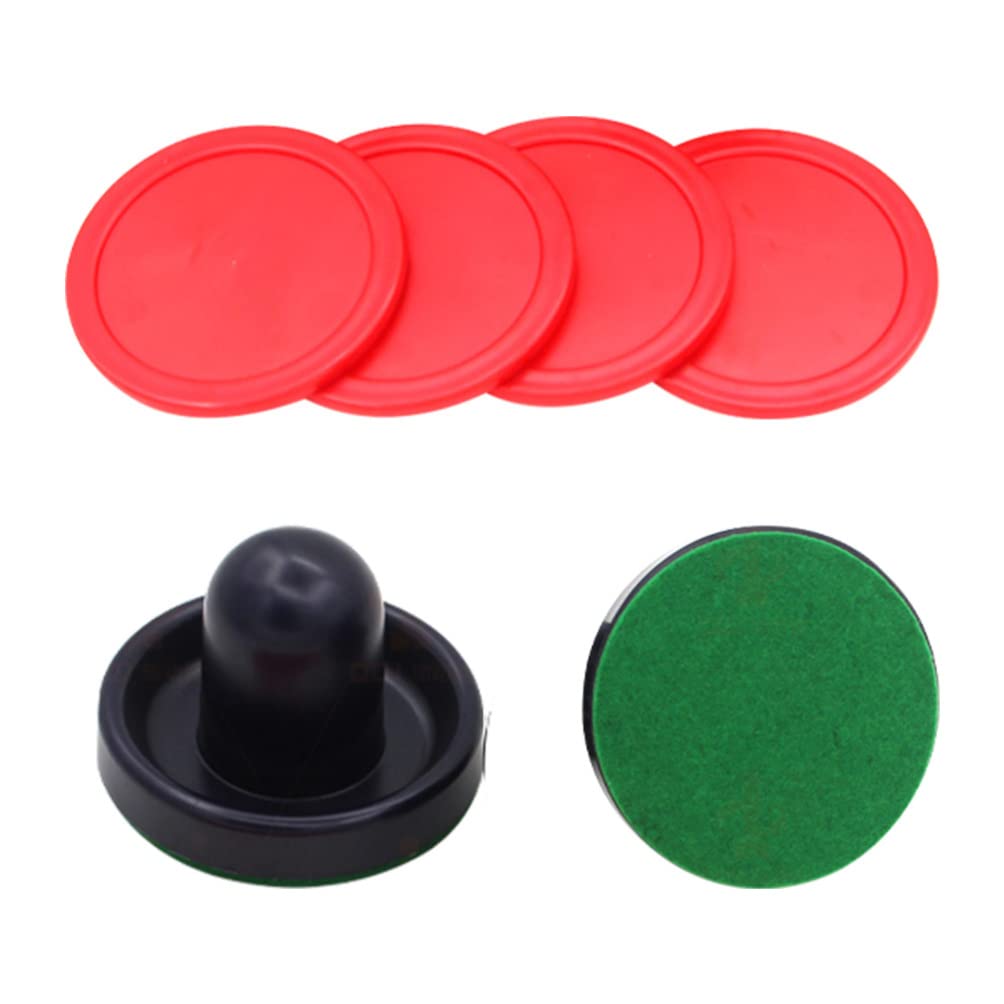 PRETYZOOM Air Hockey Pucks Set - 6 Mini Ice Hockey Pucks & Paddles Replacement for Air Hockey Table Games (Red) - Perfect for Family Game Nights & Arcade Fun