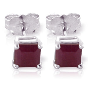 0.8 Carat 14K Solid White Gold Ruby Stud Earrings for Women - Perfect for Weddings, Anniversaries & Special Occasions