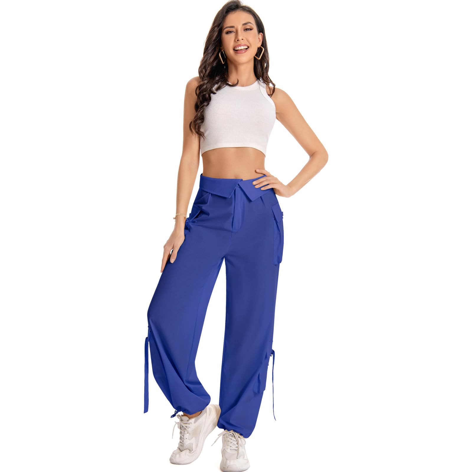 Y2K Women's Cargo Pants - High Waist Baggy Joggers with Pockets | Wide Leg Parachute Pants for Casual Wear, Hiking & Street Fashion