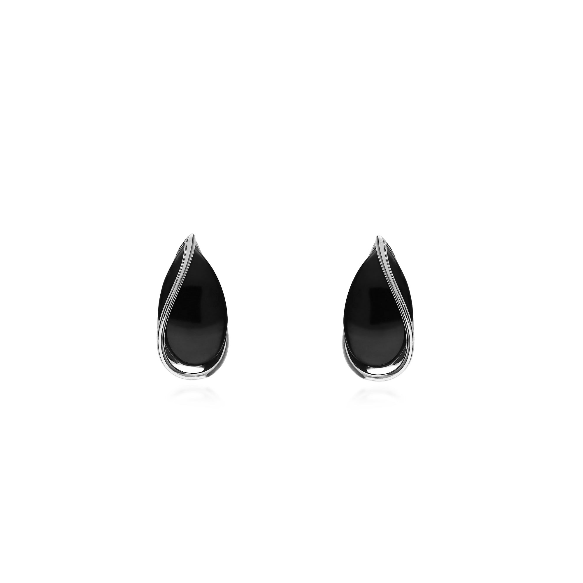 Whitby Jet Sterling Silver Pear Drop Twist Stud Earrings - Elegant Gothic Jewelry for Women, Perfect for Parties, Weddings & Evening Events