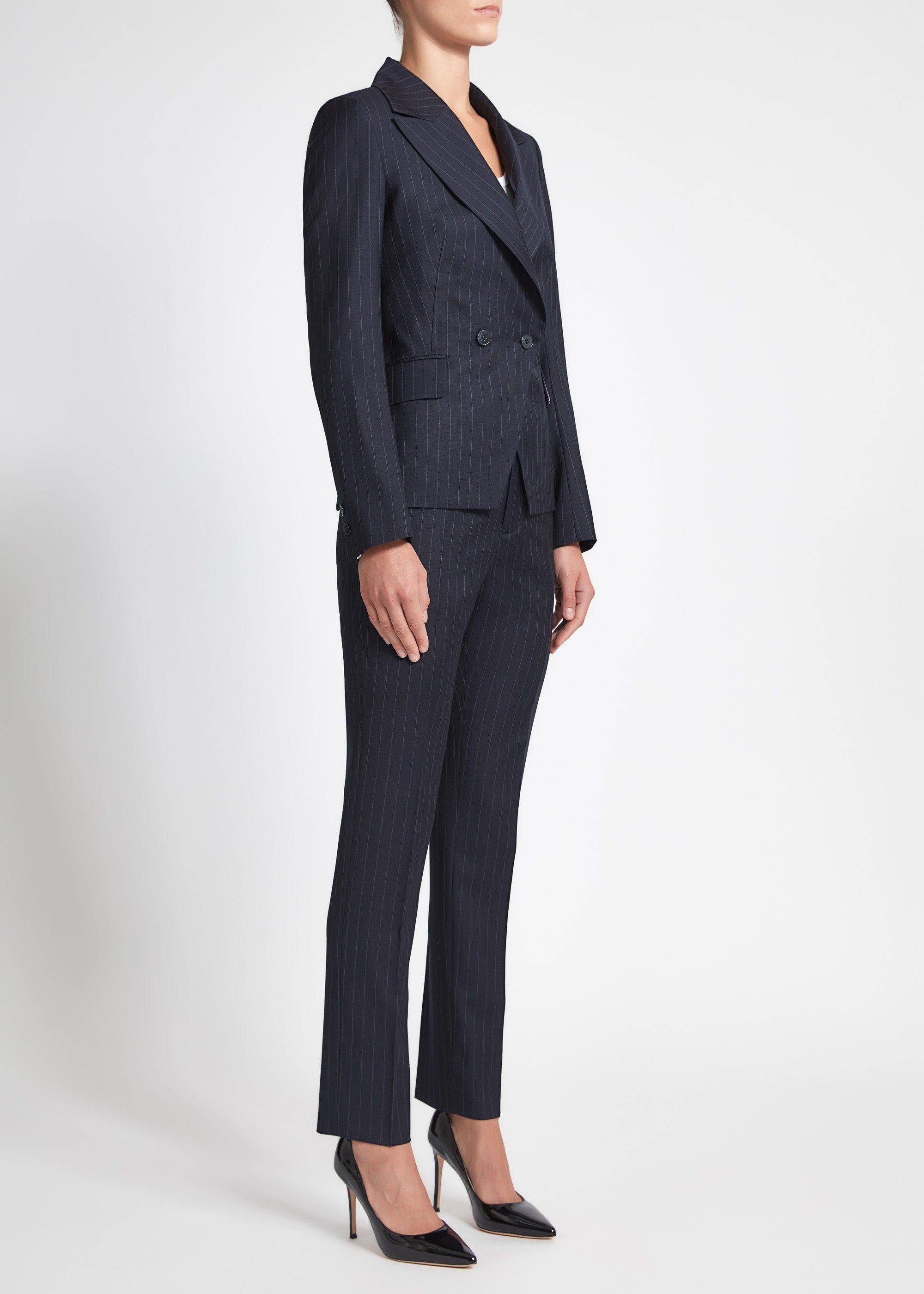 Ariana Women's Navy Blue Chalk Stripe Suit - Professional Business Attire for Office, Interviews & Formal Events