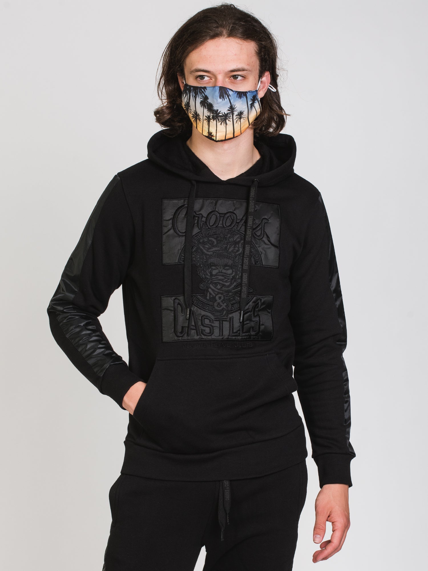 Crooks & Castles Klepto Cut & Sew Embroidered Hoodie - Men's Streetwear Pullover for Urban Fashion & Casual Wear | Clearance Sale