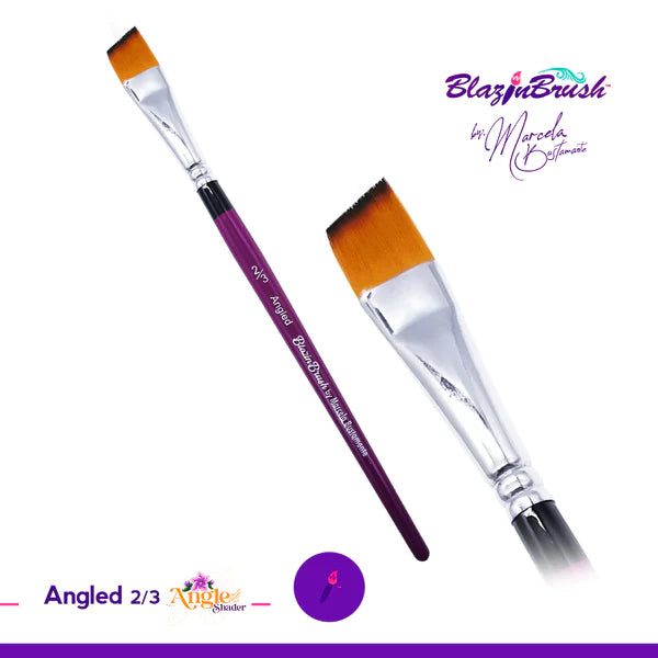 Blazin Brush 2/3 Angled Shader - Professional Makeup Brush for Eyeshadow & Eyeliner - Perfect for Smokey Eyes & Precise Makeup Application