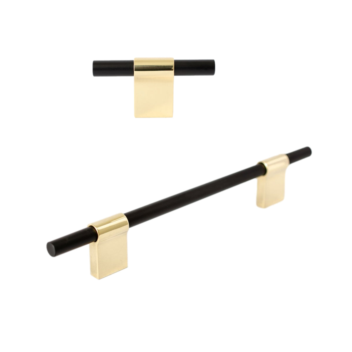Black and Polished Brass T-Bar Cabinet Knobs & Drawer Pulls - Modern Hardware for Kitchen Cabinets, Dressers, and Furniture Upgrades