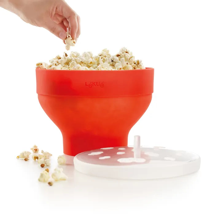 XL Lekue Popcorn Maker - Microwave Safe Silicone Popcorn Popper with Lid - Perfect for Movie Nights, Parties & Healthy Snacking at Home