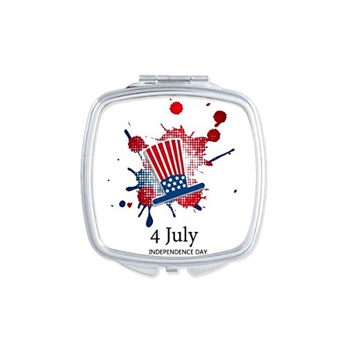 DIYthinker Patriotic July 4th Independence Day Hat Mirror - Portable Compact Double-Sided Makeup Mirror with Glass (Perfect for Travel, Parties & Patriotic Events)