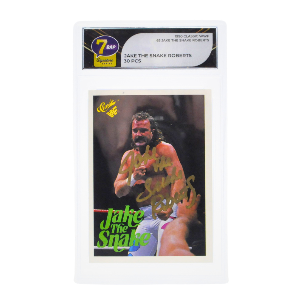 1990 WWF Jake The Snake Roberts Signed Trading Card No. 63 - Limited Edition of 30 - WWE Wrestling Memorabilia for Collectors & Fans - Perfect for Display, Gifts, and Wrestling Enthusiasts