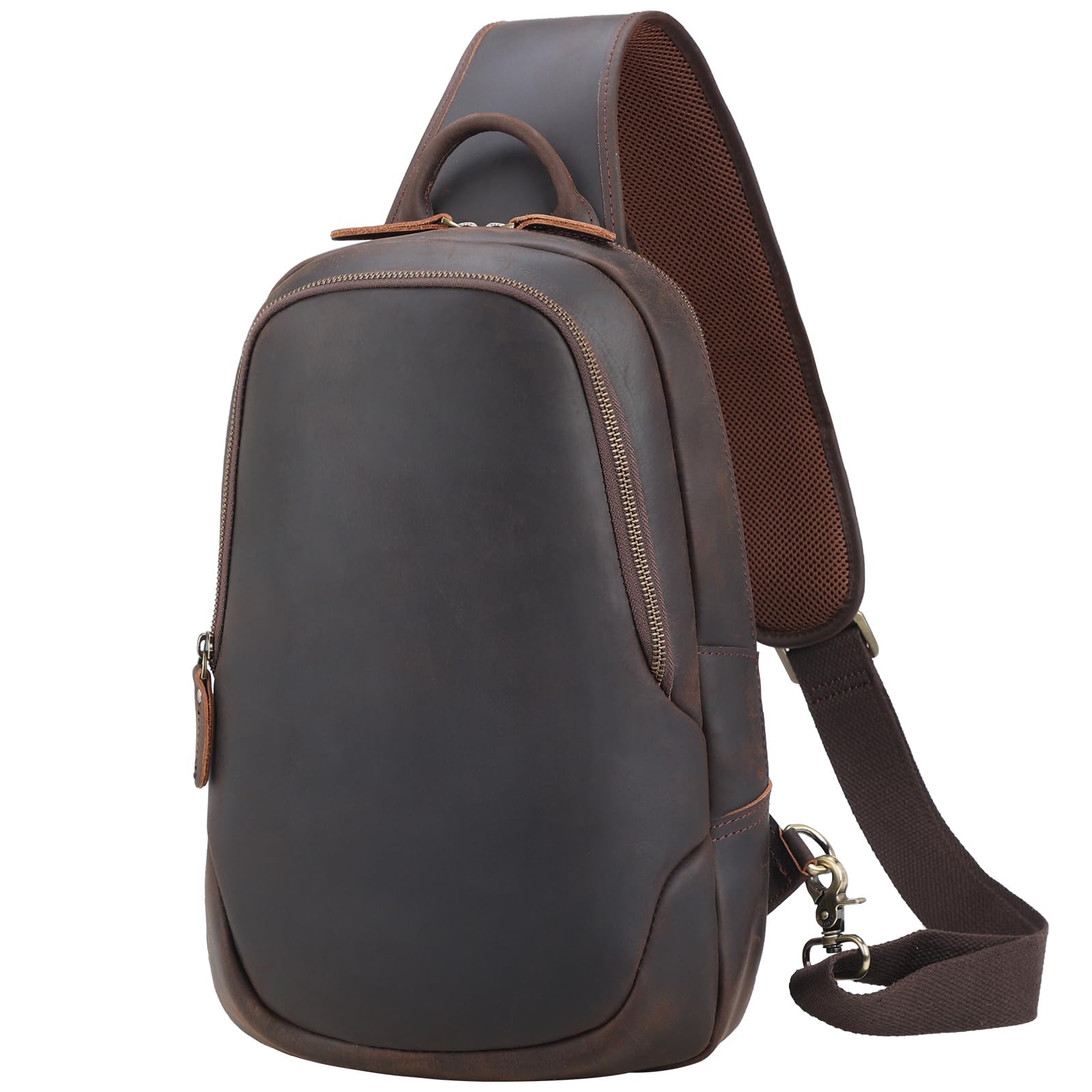 TIDING Men's Leather Crossbody Sling Bag - Anti-Theft Chest Shoulder Bag for Travel, Work & Daily Use - Brown - Perfect for Commuting, Hiking & Urban Adventures