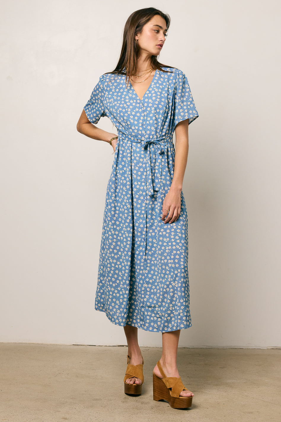Malik Floral Midi Dress - Blue Floral Print Summer Dress for Women | Perfect for Beach Vacations, Garden Parties & Date Nights