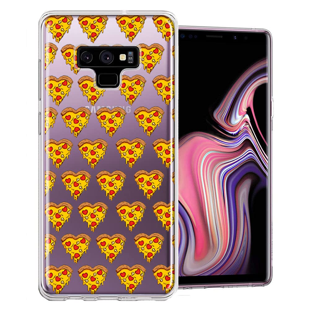 Samsung Galaxy Note 9 Phone Case - Pizza Hearts & Polka Dots Design Double Layer Protective Cover | Cute Food-Themed Case for Everyday Use, Work, School & Travel
