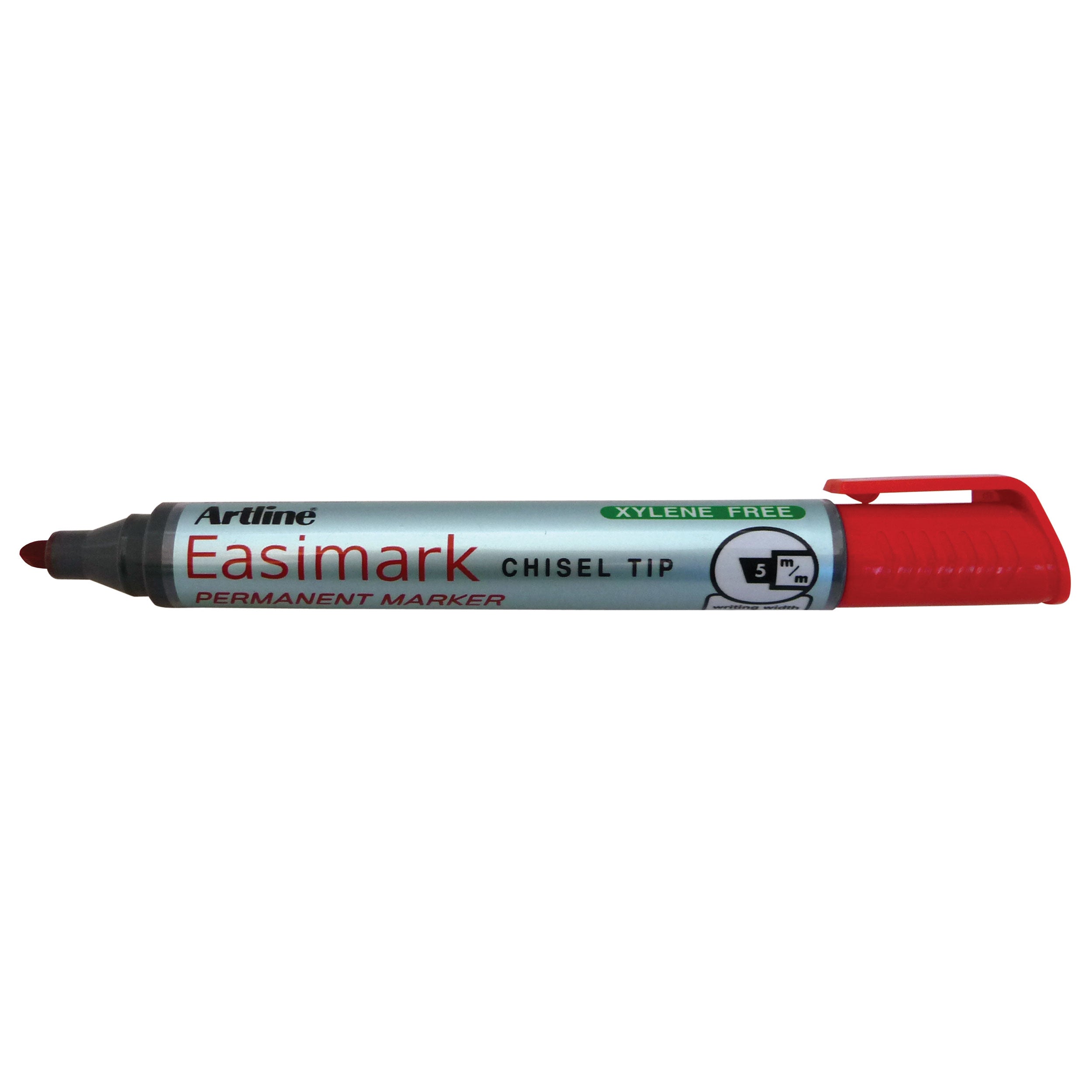 Artline 109 Easimark Permanent Marker - 5mm Chisel Tip, Red Ink, Pack of 12 - Ideal for Labeling, Office Use & DIY Projects