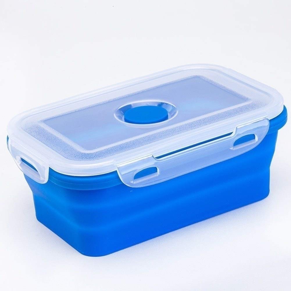 Collapsible Silicone Bento Box - 540ml Portable Lunch Container for Students & Office Workers - Leak-Proof Travel Food Storage - Foldable Bowl for Camping, Hiking, Picnics (Dark Blue)