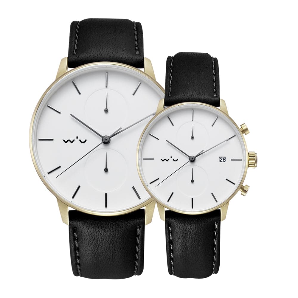 Aries Gold Venturer G 1033 & L 1034 Chronograph Couple Watch Set - Luxury Matching His & Her Watches for Anniversary, Wedding & Special Occasions