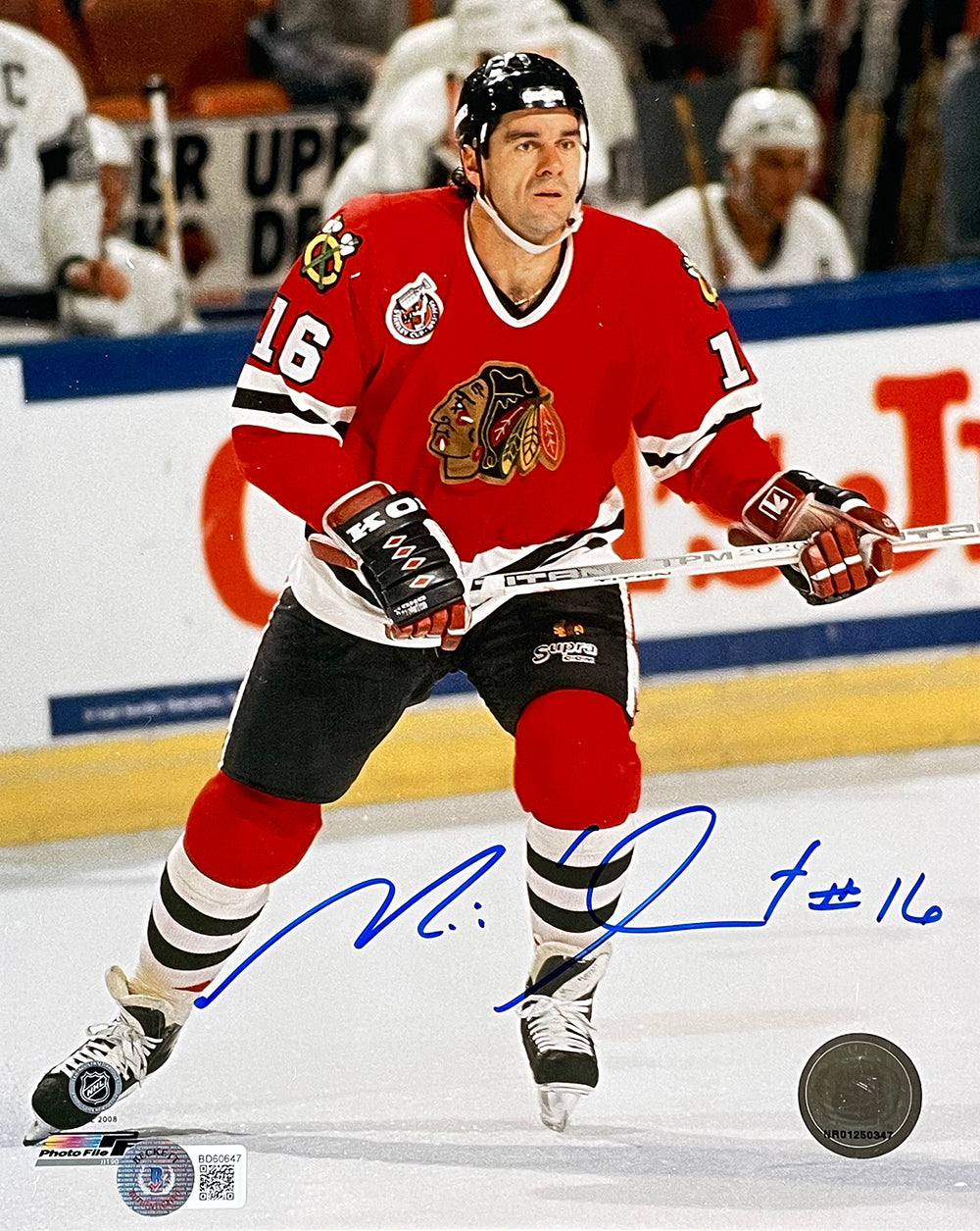 Michel Goulet Autographed 8x10 Chicago Blackhawks Photo - Beckett Certified - Perfect for Hockey Memorabilia Collections and Sports Fan Gifts
