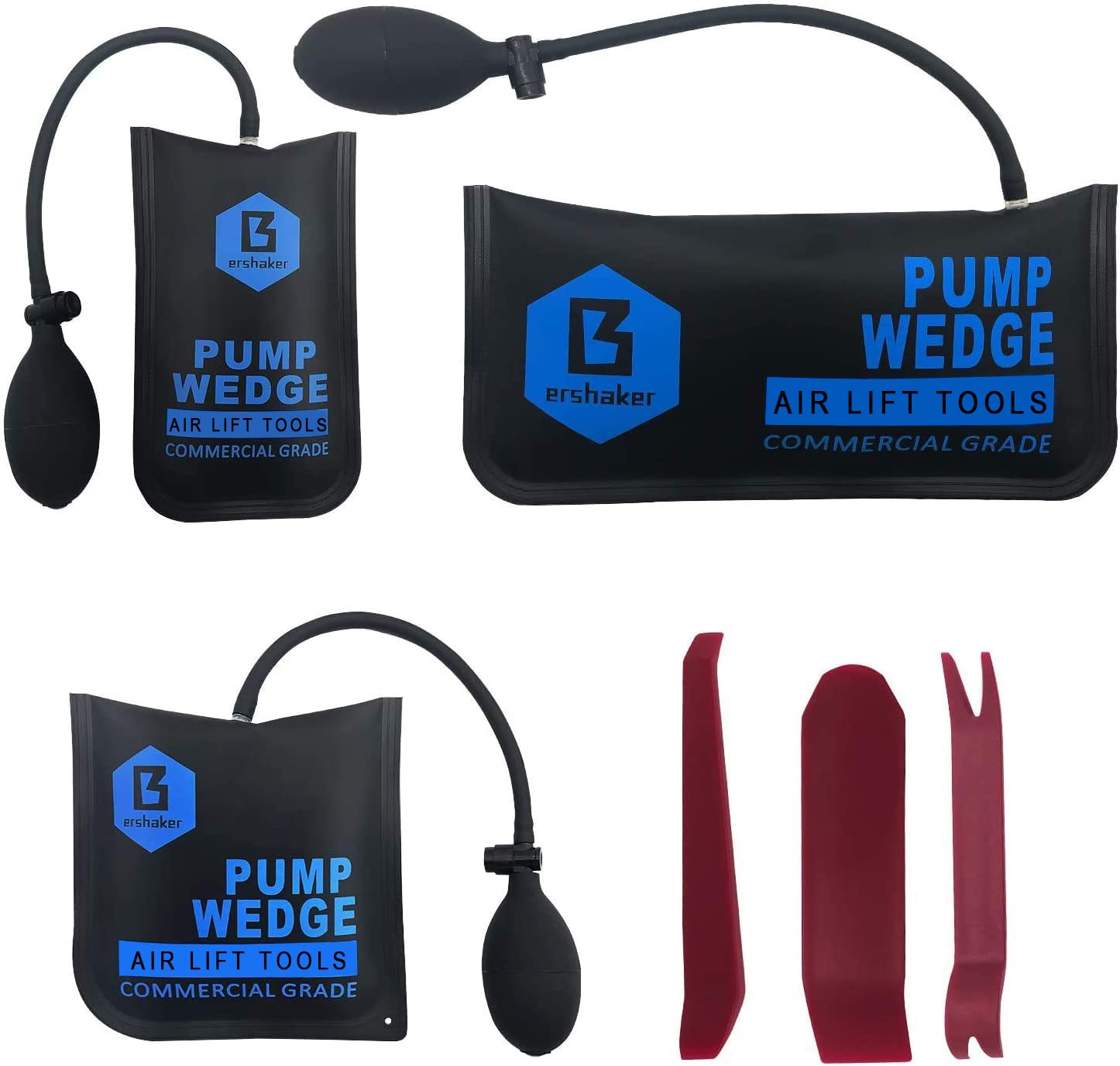 **Professional Air Wedge Bag Kit - 3 Pack Commercial Inflatable Leveling & Alignment Tool with Pump for Lifting, Moving & Positioning - Perfect for Construction, Auto Repair & Furniture Installation**
