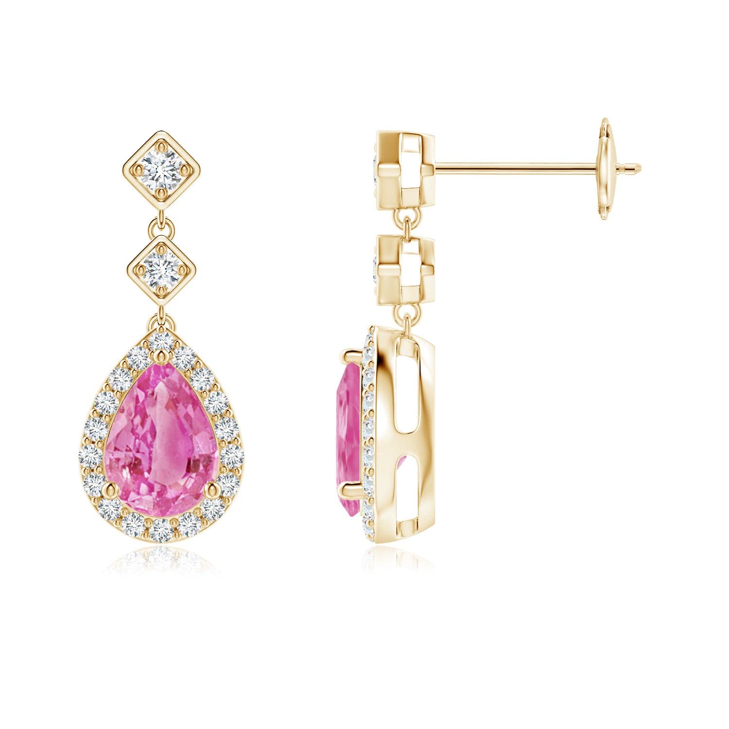 ANGARA Natural Pink Sapphire Drop Earrings for Women - 14K Solid Gold/Platinum September Birthstone Jewelry | Elegant Gift for Her, Birthday, Wedding & Anniversary | Perfect for Formal Events, Date Nights & Special Occasions