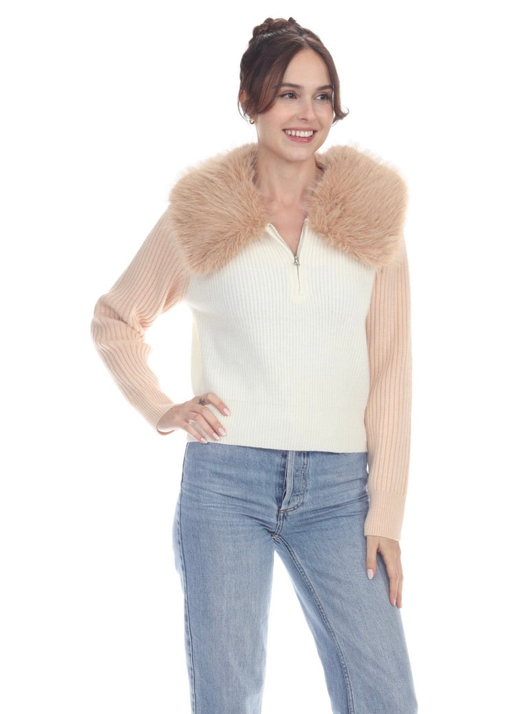 Women's Diana Faux Fur Jacket Sweater - Cozy Winter Outerwear for Casual Outings & Date Nights