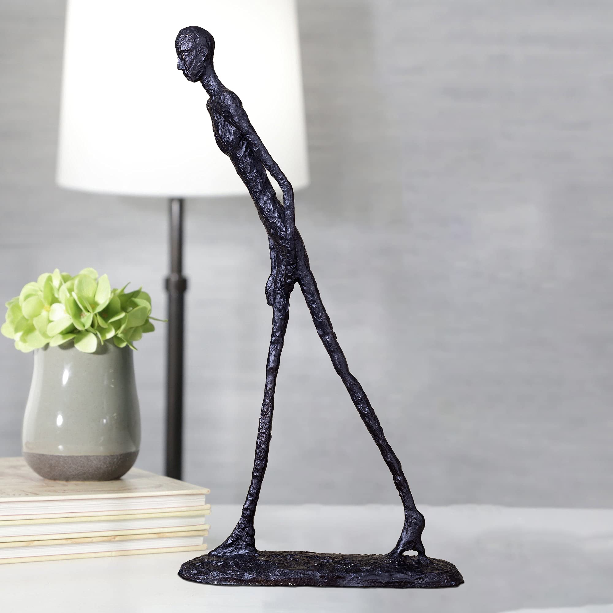 11.8'' Alberto Giacometti Walking Man Bronze Sculpture - 100% Handcrafted Bronze Casting Art Statue for Home & Office Decor - Perfect for Modern Living Room, Office Desk, and Art Collection Display