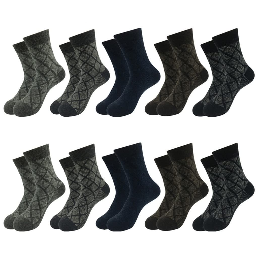 10 Pairs Men's Winter Cashmere Wool Socks - Breathable Thermal Socks for Men - One Size Fits Most - Perfect for Hiking, Skiing & Cold Weather Outdoor Activities
